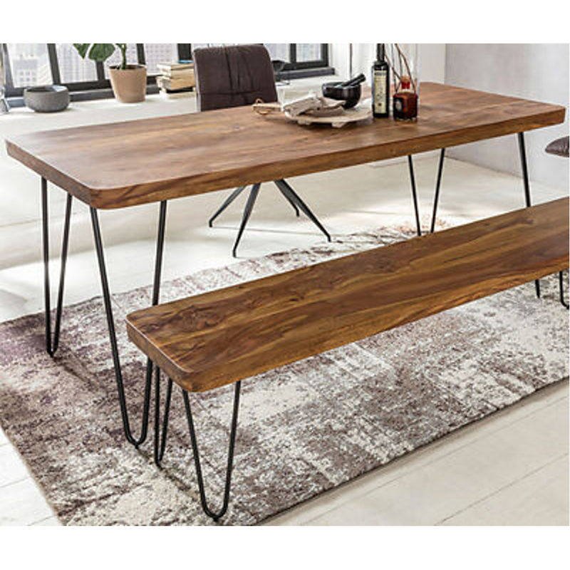 Wohnling Esstisch aus Sheesham Massivholz in Schwarz und Braun, rechteckig, B/T/H: 120 x 80 x 76 cm - Bild 4