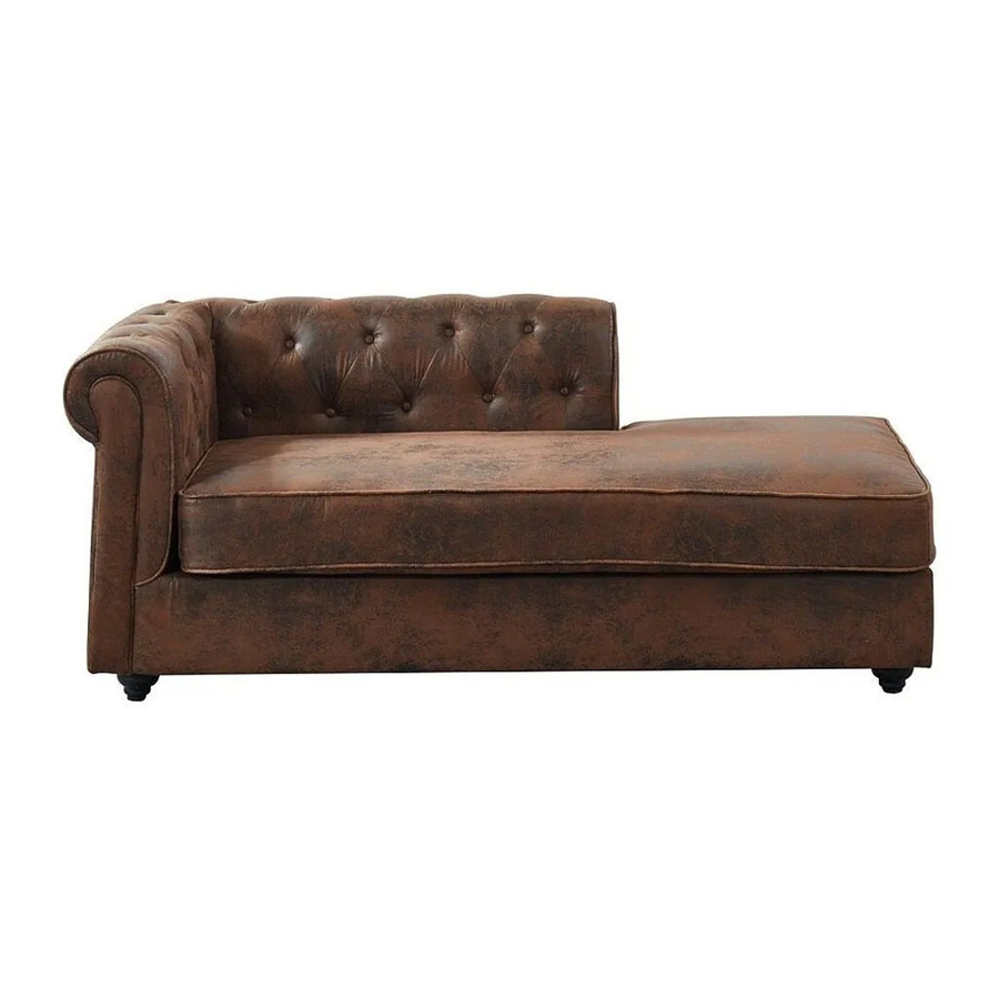Vente-unique Recamiere Shirel Chesterfield aus Microfaser in Braun, Breite: 170 cm - Bild 2