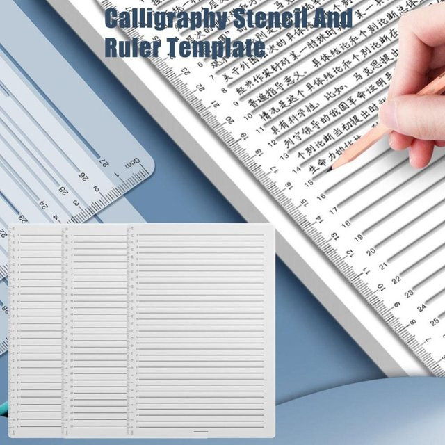 Transparente Kalligraphie-Schablone mit gerader Linie als Lineal-Vorlage für Studenten und zum Schreiben von Hausaufgaben - Bild 1