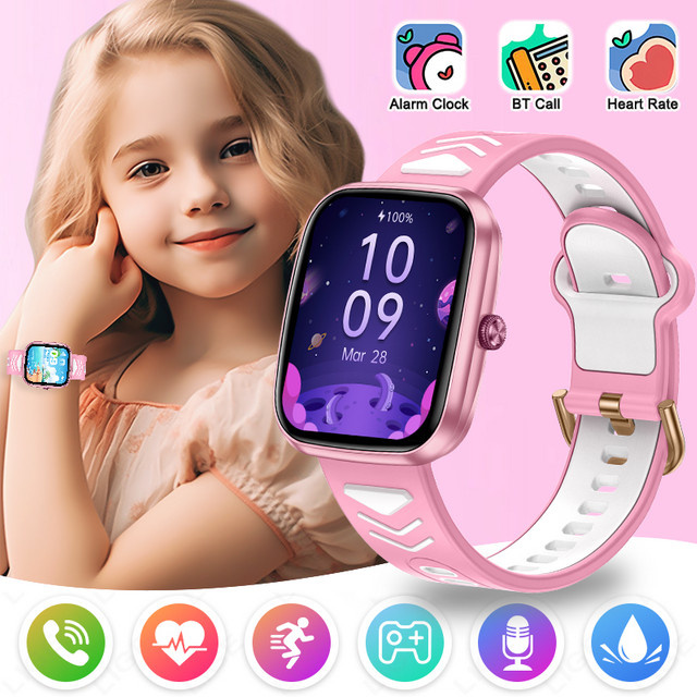 LIGE Kinder Smartwatch mit Bluetooth Anruffunktion, IP67 wasserdicht, Gesundheitsüberwachung und Puzzle-Spielen für Jungen und Mädchen in Blau oder Pink - Bild 1