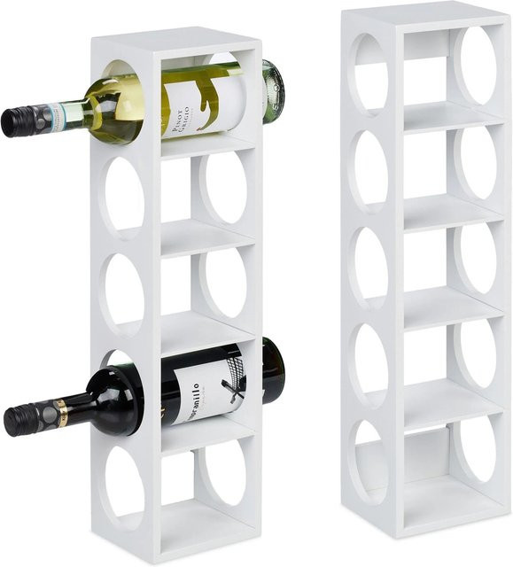 Relaxdays Weinregal aus Bambus in Weiß, 2er Set für 5 Flaschen, B/T/H: 53 x 14 x 12 cm - Bild 1