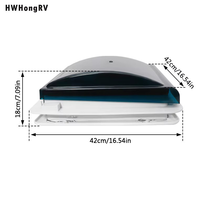 HWHONGRV Wohnmobil-Dachventilator mit LED-Licht, 5 Geschwindigkeiten und umkehrbarer Funktion, DC 12 V, Weiß - Bild 2