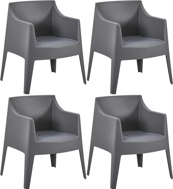 DELUKE Gartenstuhl HENRI 4er Set Dunkelgrau Stapelstühle aus Polypropylen für Outdoor und Lounge, B/T/H: 73 x 57 x 78 cm - Bild 1