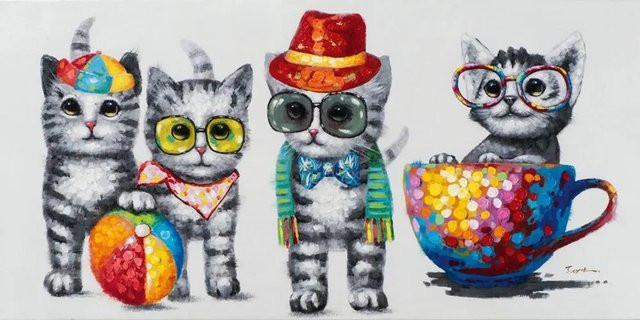 Art Universe Leinwandbild Süße Katzenbande, Mehrfarbig, B: 60 cm, H: 120 cm - Bild 1