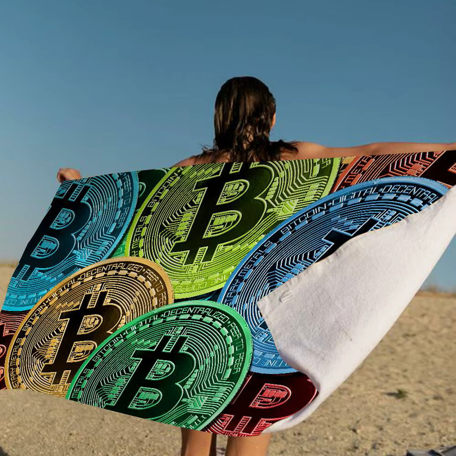 B-Bitcoin Mikrofaser Strandtuch für Sand und Pool, schnelltrocknendes Handtuch in Multicolour, Unisex - Bild 4