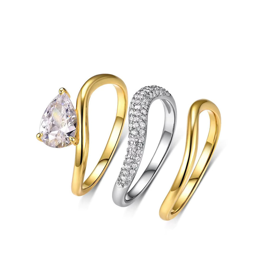 BXINY Ringset, 925 Silber, Moissanit, Damen - Bild 6