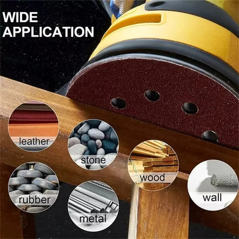 Schleifscheiben Set für Exzenterschleifer mit 8 Löchern, Durchmesser 125 mm, Körnung 40-3000 für Holz und Metall, Farbe Braun - Bild 4