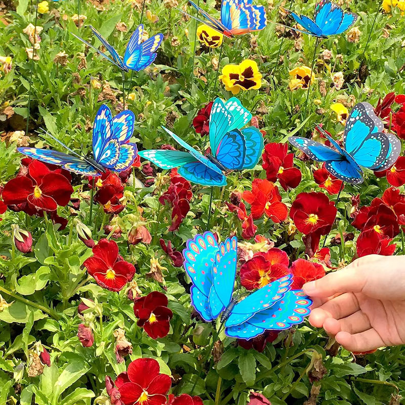 Bunte Doppel-Flügel Schmetterling Gartenstecker aus Kunststoff für die Outdoor-Dekoration im Garten und Hof - Bild 6
