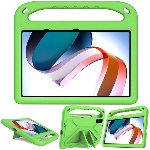 Stoßfeste Xiaomi EVA-Tablet-Hülle für Redmi Pad 10.6 SE und Mi Pad 4 Plus mit integriertem Ständer, Kindersicheres Case in Grün - Bild 1