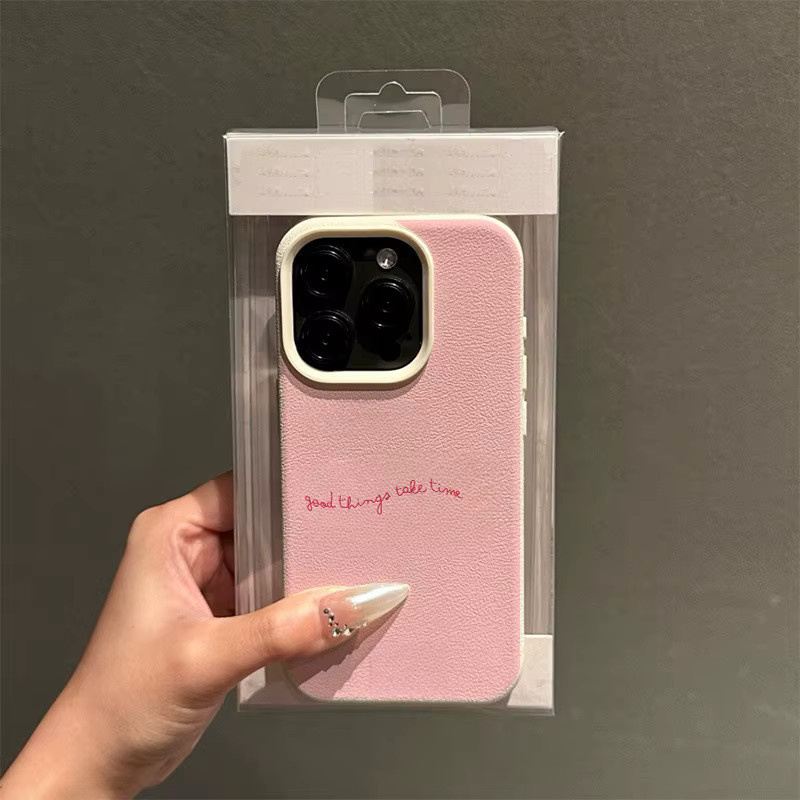 Schutzhülle aus TPU mit englischem Muster für Apple iPhone 11 bis iPhone 17 Pro Max Serie in Rosa und Beige - Bild 3
