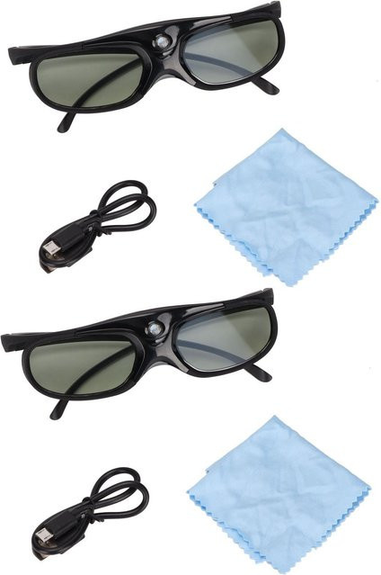 Andoer 2er-Set 144Hz 3D Active Shutter Brille für DLP LCD Projektoren in Schwarz - Bild 1
