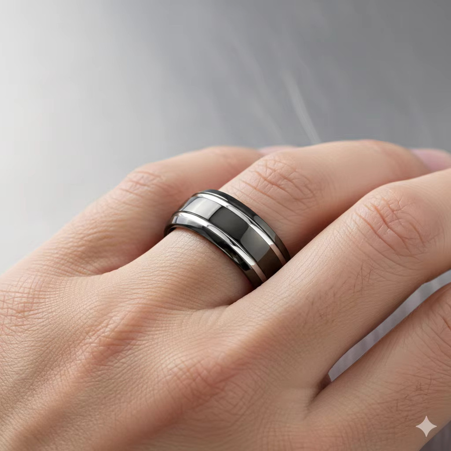 Partnerringe Edelstahl, Schwarz, Unisex - Bild 4
