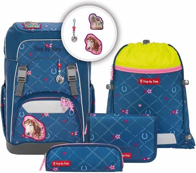 Step by Step GIANT Schulranzen-Set 5-teilig Horse Lima in Pink und Blau - Bild 1