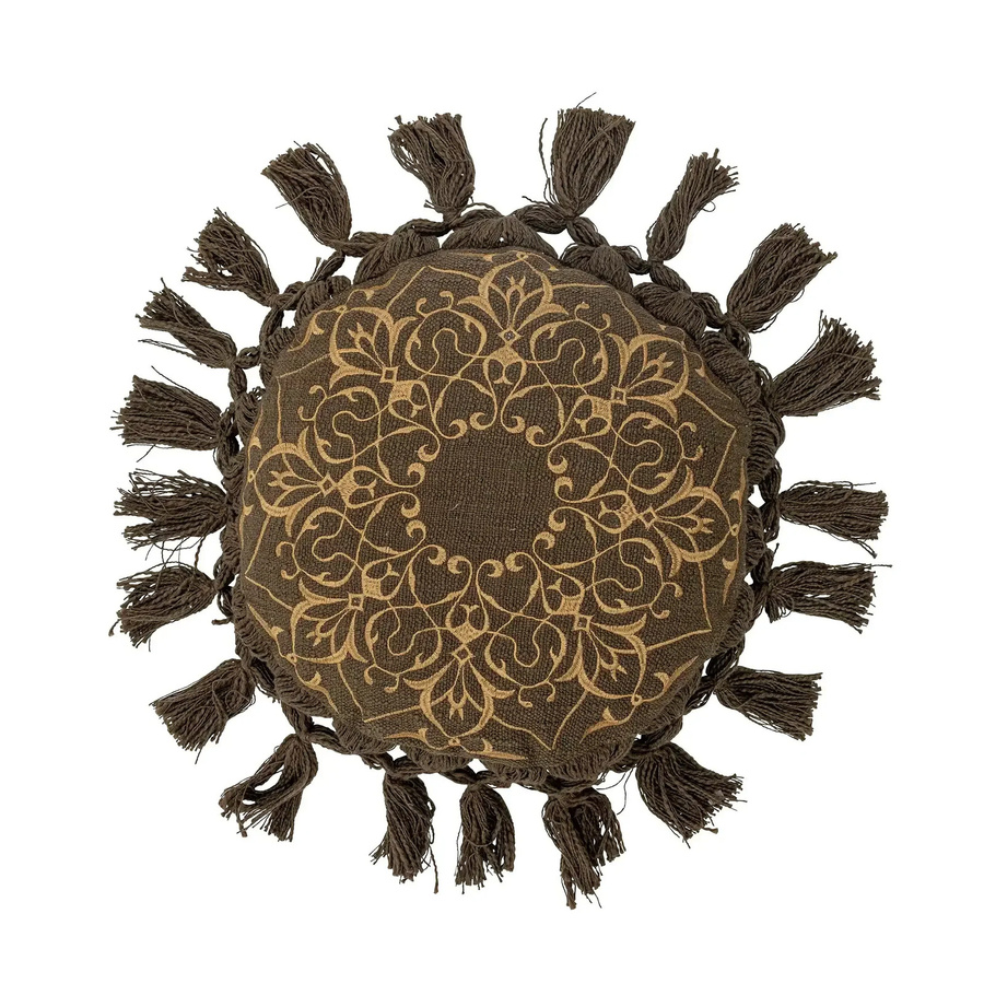 Bloomingville Kissen Kala aus Baumwolle, rund, grün/braun, Durchmesser: 40 cm - Bild 1