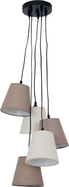 Näve Pendelleuchte Fango in Beige-Braun aus Textil und Metall, B/T/H: 16 x 16 x 14 cm, E14, 5 Fassungen - Bild 2