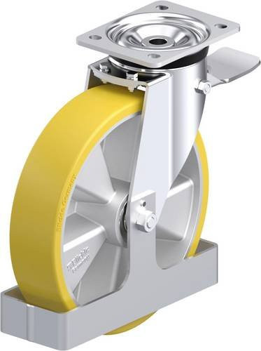 Blickle Stahlblech-Lenkrolle L-ALTH 250K-3-ST-FS in Silber und Gelb mit 250 mm Rad-Durchmesser und 500 kg Tragfähigkeit - Bild 1