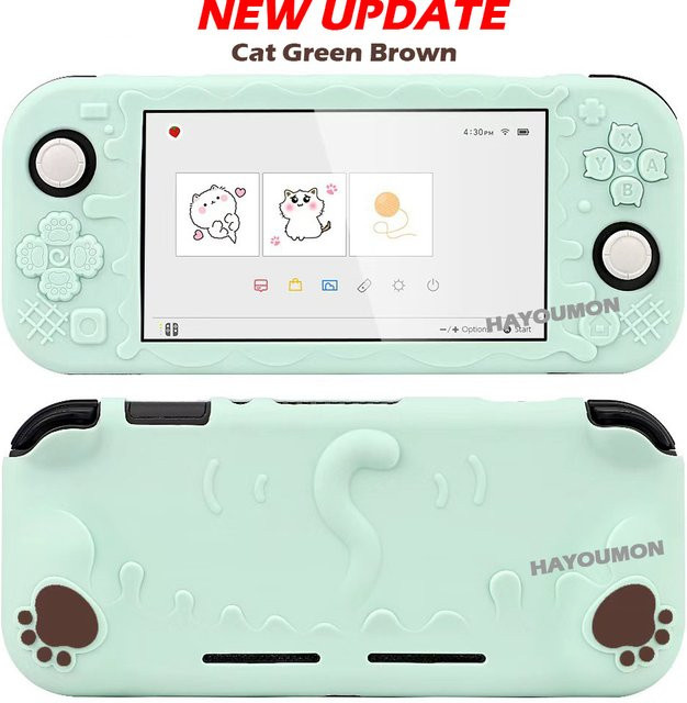 Ispoofer Silikonhülle im Katzenpfoten-Design für Nintendo Switch Lite, weiche TPU-Schutzhülle mit ergonomischem Rückengriff, Farbe: Pink - Bild 1