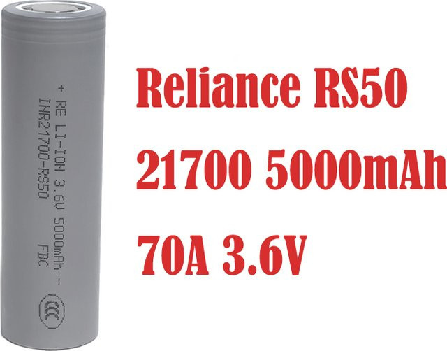 Reliance RS50 Hochleistungs-Lithium-Batteriezelle für Elektrowerkzeuge, 5000mAh, 3,6V, 70A, Grau - Bild 1