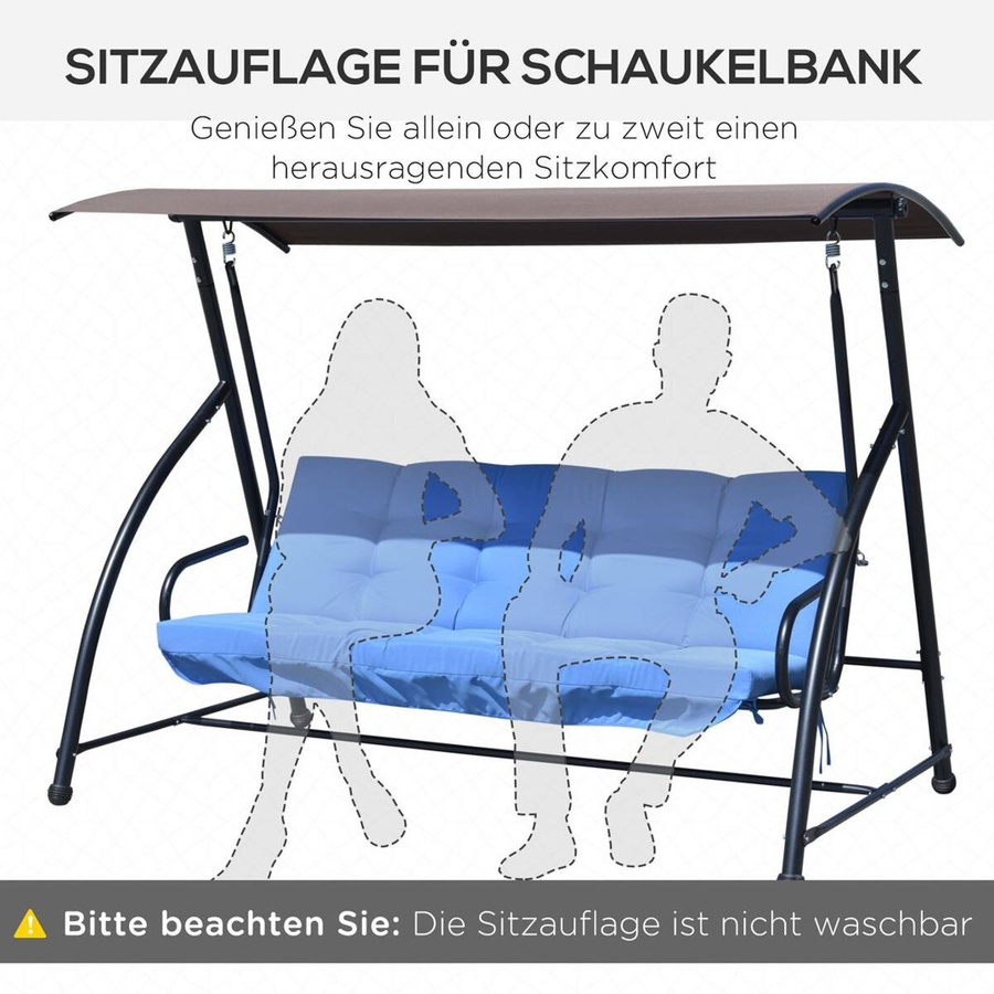 Outsunny Sitzkissen blau aus Polyester, wasserabweisend und atmungsaktiv, B/H/L: 100 x 8 x 170 cm - Bild 2