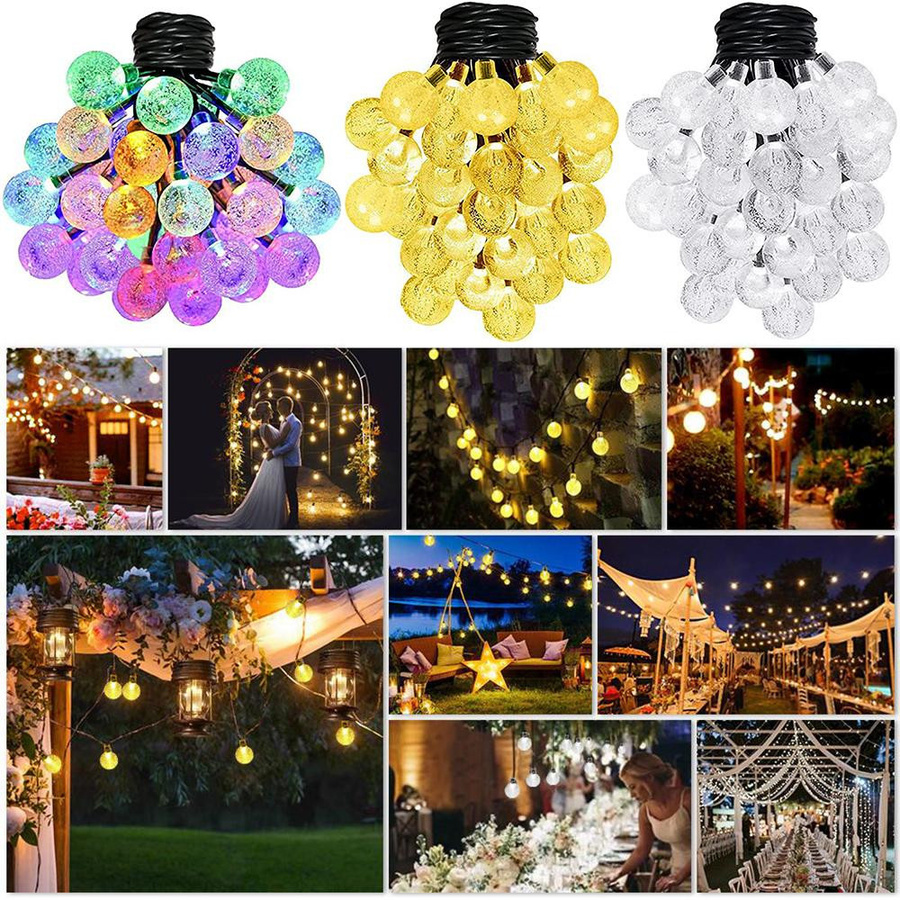MALITAI Solar LED Kristallkugel Lichterkette mit 30 LEDs in Bunt für Garten, Hochzeit und Weihnachten, Wasserdicht - Bild 5