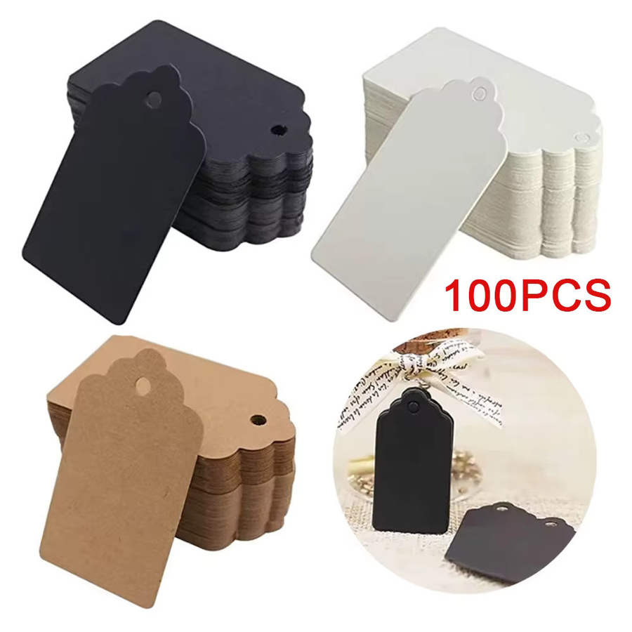 100 Stück weiße Papieranhänger mit Schnüren als vielseitige Hängeetiketten für Geschenke und Verpackungen - Bild 2