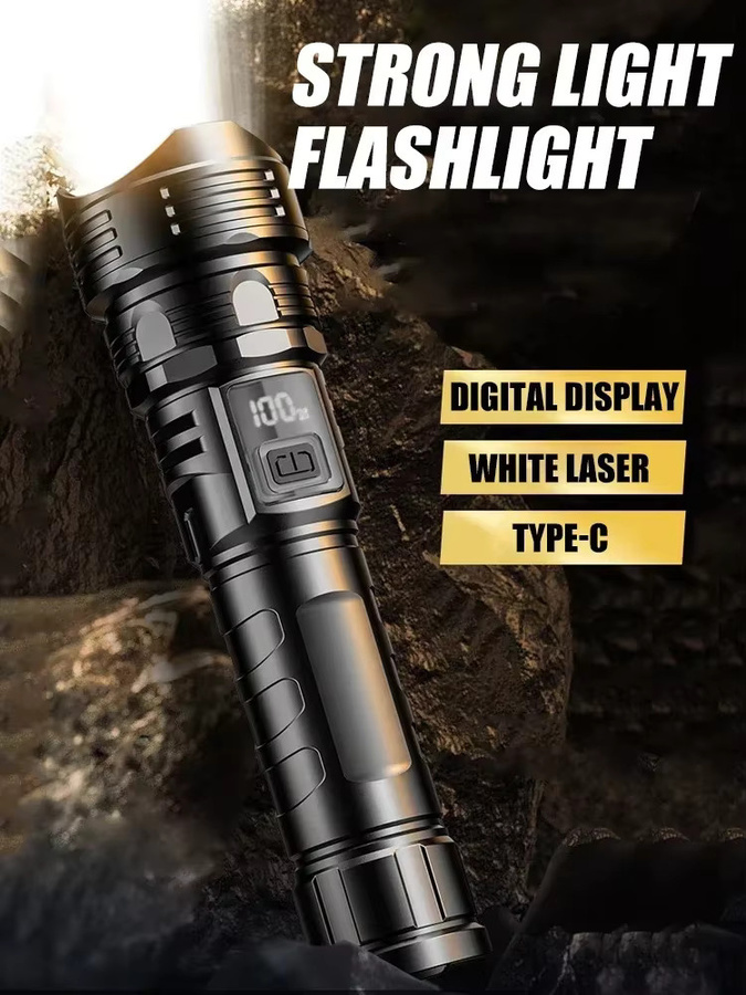 KDULIT USB wiederaufladbare LED-Taschenlampe in Schwarz mit 1000 lm, zoombare wasserdichte Outdoor-Taschenlampe aus Aluminium für Camping und Wandern - Bild 7