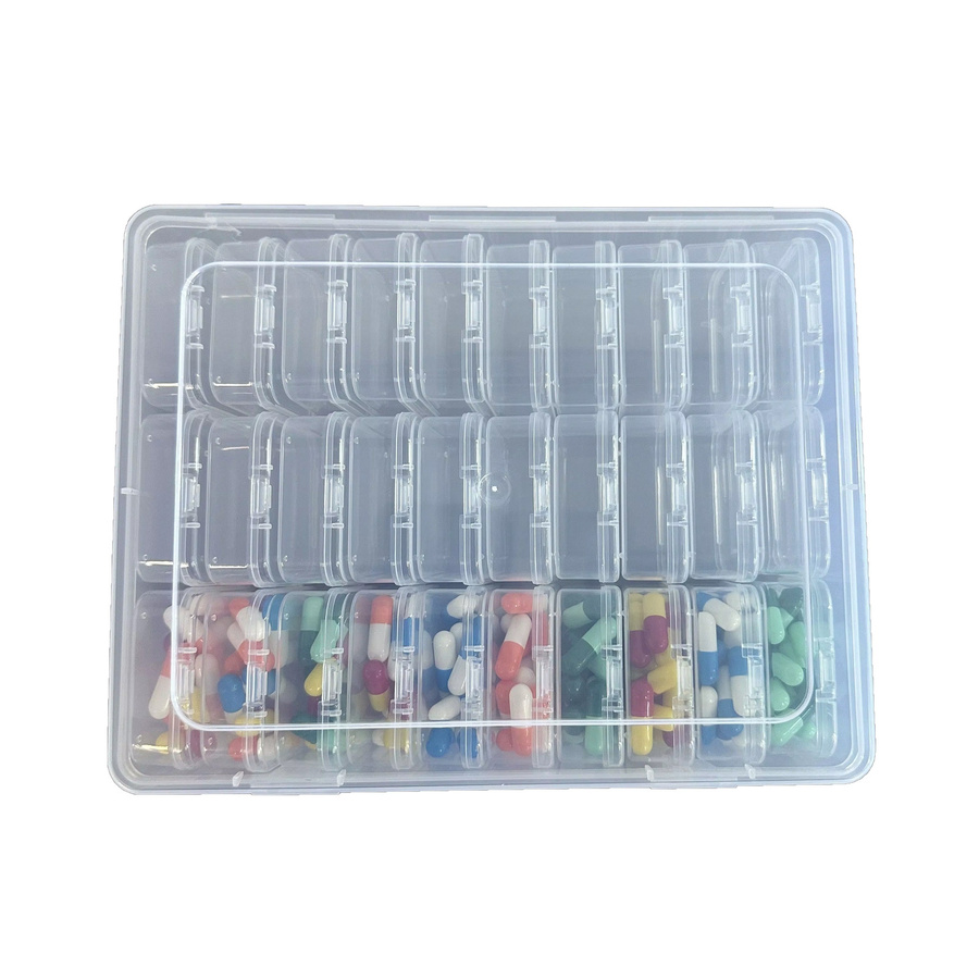 Multifunktionales Kunststoffbox-Set mit 30 Fächern in Transparent, Allzweck-Organizer für Schmuck, Perlen und Kleinteile, Breite: 22,5 cm, Höhe: 6,0 cm - Bild 2