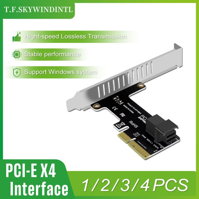 T.F.SKYWINDINTL PCIe 4.0 zu SFF-8643 SAS/SATA Adapter 4-Port RAID Konverter für 2,5 Zoll NVME SSD und HDD Erweiterungskarte in Schwarz - Bild 1