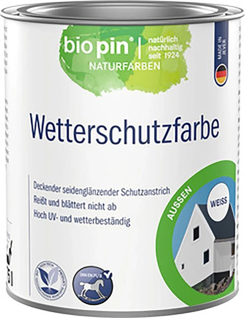 Biopin Wetterschutzfarbe für Holz Weiß seidenglänzend 0,75 l - Bild 1