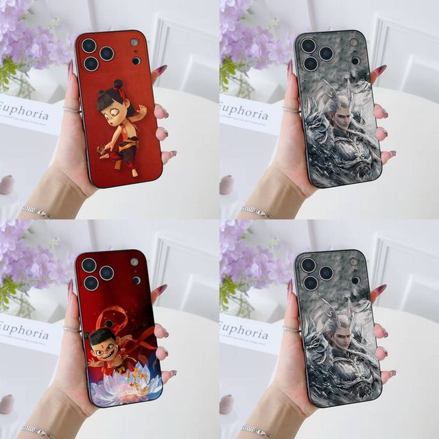 Handyhülle Nezha Chinesische Mythologie aus weichem Silikon für iPhone 11 bis iPhone 17 Pro Max Plus Air Mini in Schwarz - Bild 1