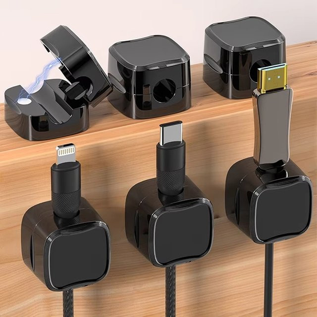 6er Set Magnetische Kabel Clips in Weiß zur Kabelorganisation für Büro und Zuhause - Bild 1