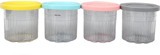CosyHome Eiscreme-Pintbehälter Set, 4 Stück, Mehrfarbig, 600 ml, wiederverwendbare Gefrierbehälter aus Kunststoff mit Snap-Lid - Bild 1