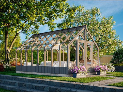 PALMAKO Gartenhaus Emilia aus Fichte in Grau mit Satteldach, B/T/H: 483 x 288 x 245 cm - Bild 1