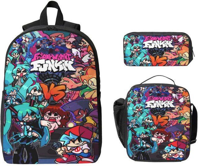 Friday Night Funkin Schulset mit Rucksack, Brotdose und Federmäppchen von Fancy Style Studio in Schwarz und Multicolour - Bild 1