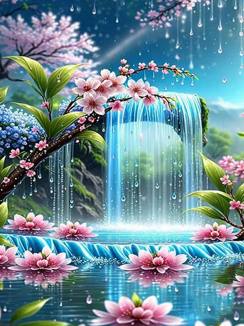 Momoart 5D DIY Diamantstickerei Lotus Blume Mosaik Bild mit bunten Strasssteinen, B/H: 20 x 30 cm - Bild 1