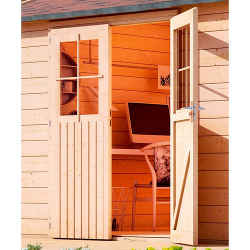 Karibu Gartenhaus Mattrup aus Holz in Beige B/H/T: 424 x 230 x 274 cm - Bild 3