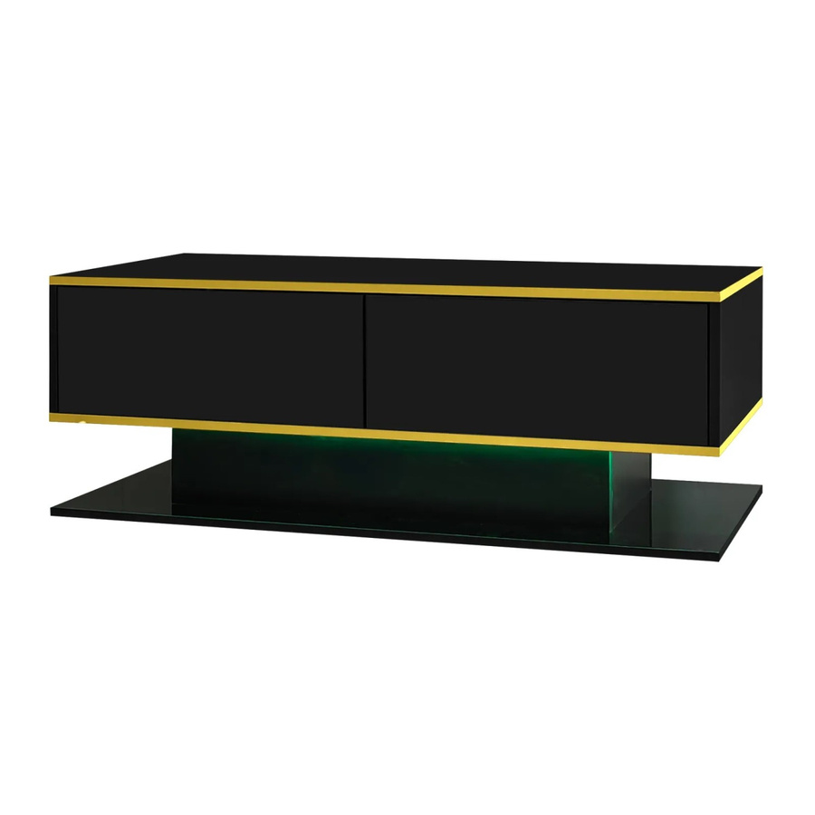 PXloue LED Couchtisch Hochglanz mit 3 Schubladen Schwarz B/T/H: 100 x 50 x 40 cm - Bild 2