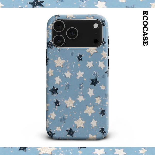 Potdemiel Handyhülle Blauer Sternenhimmel mit Gold-Effekt für iPhone 11 bis iPhone 17 Pro Max Plus Doppelschichtiges Design in Blau und Gold - Bild 1