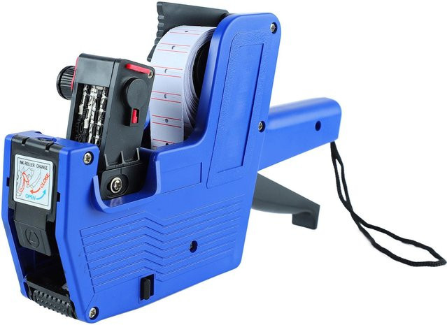 GoolRC 8-Ziffern Preisetiketten-Maker in Blau mit 3 Rollen Etikettenpapier und 2 Farbwalzen für klaren Druck - Bild 1