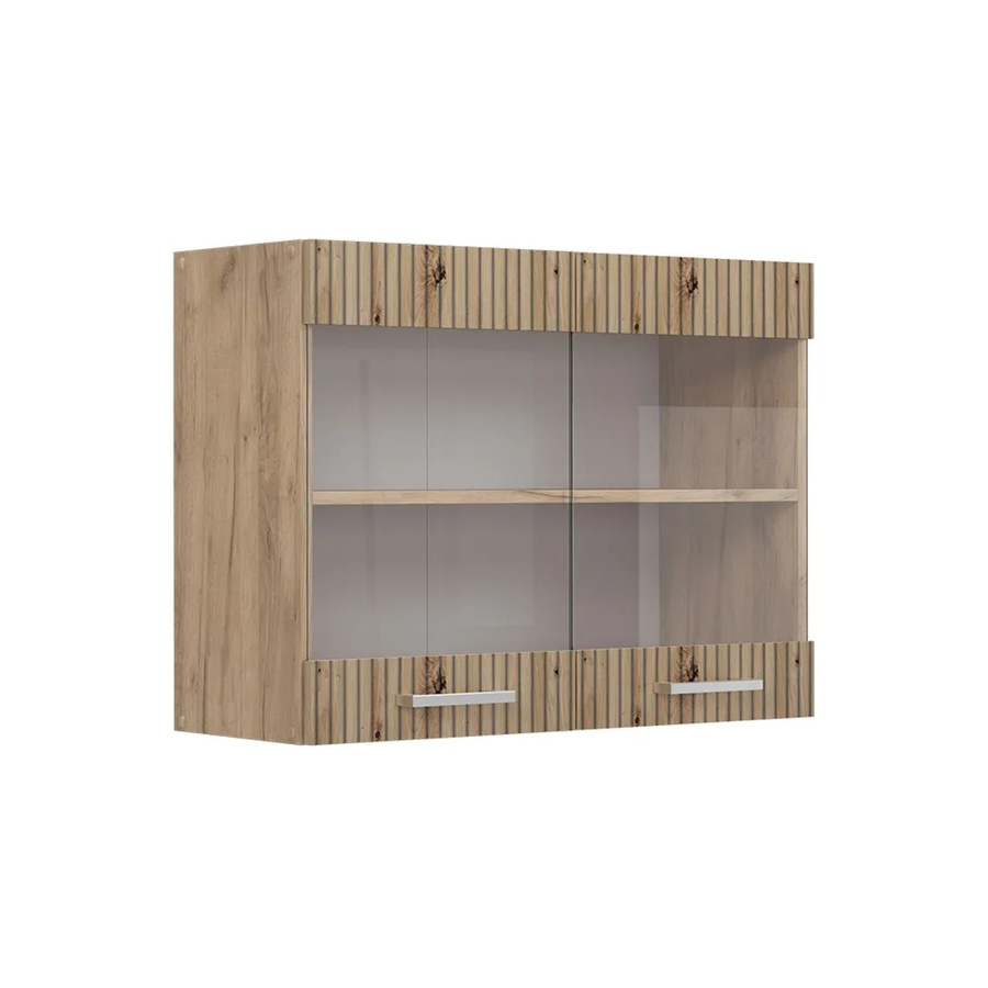 Vicco R-Line Küchenglasschrank Glashängeschrank Artisan-Eiche/Goldkraft Eiche, B/H/T: 80 x 60 x 31 cm - Bild 2