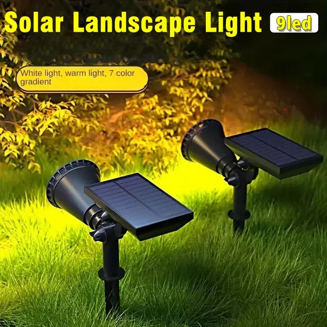 XIWANGFIRE Solar-LED-Strahler in Schwarz mit 9 LEDs und 3 Modi für Garten und Außenbereich - Bild 1