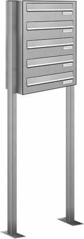 AL Briefkasten für 5 Parteien mit Zaundurchwurf, silberfarben, B/H/T: 46,5 x 150 x 27,5 cm - Bild 1