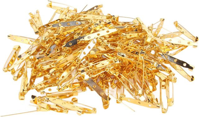 200 Stück goldene Sicherheitsnadeln von Wosawe outdoor sports, rostfrei und waschbar, Farbe: Gold und Orange, Länge: 3,5 cm - Bild 1