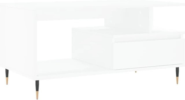 vidaXL Couchtisch modern in Weiß und Eiche aus Holzwerkstoff und Metall, B/T/H: 90 x 49 x 45 cm - Bild 1