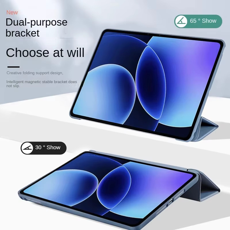 Magnetische Schutzhülle für Xiaomi Pad 8 und Pad 7 Pro 11,2 Zoll, Klappbarer Ständer aus weichem PU, Farbe: Blau - Bild 3