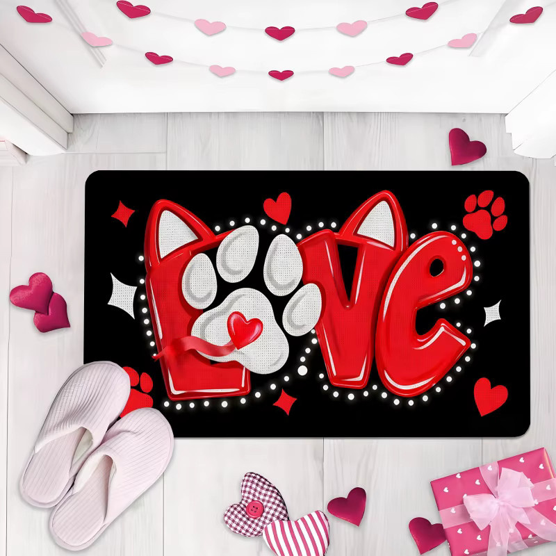 VIKAMA Valentinstag Willkommens-Fußmatte als romantische Dekoration für Innen und Außen, Mehrfarbig, B/T: 60 x 40 cm - Bild 2