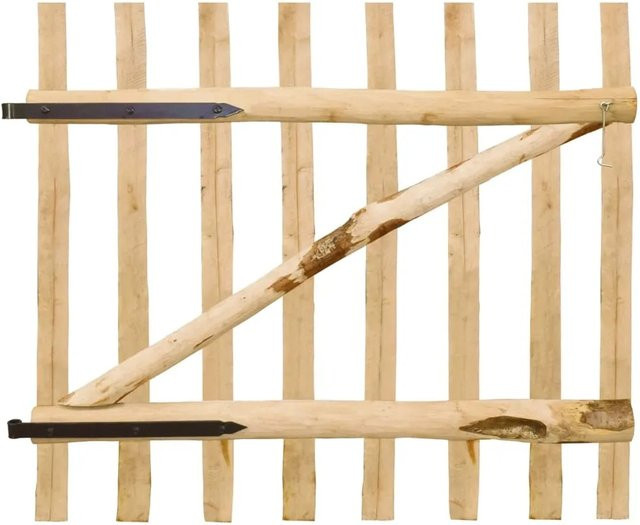 vidaXL Einflügeliges Zauntor aus Holz und Metall in Braun, Breite: 100 cm, Höhe: 90 cm - Bild 1