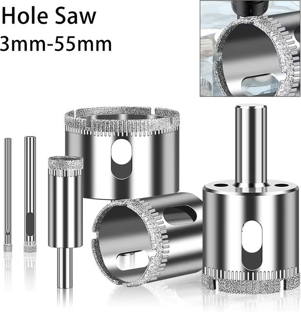 JGZUI Diamant-Lochsäge aus Stahl für Glas, Keramik, Fliesen, Wand und Marmor, Silber, Durchmesser: 3 mm - 55 mm - Bild 1