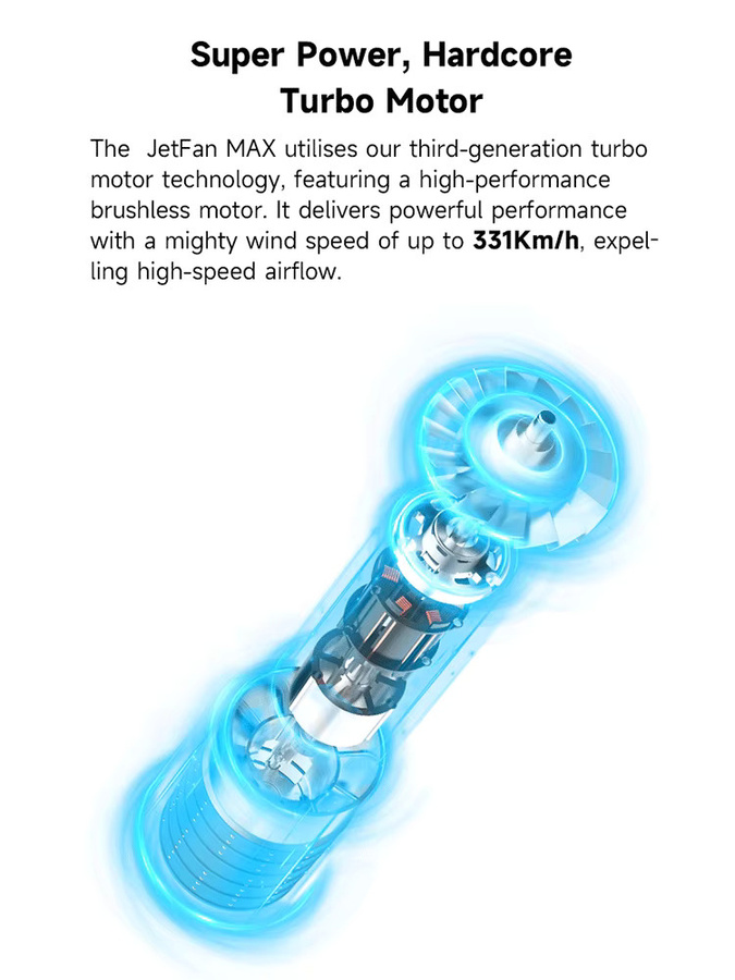 KiCA JetFan Max Handgehaltener Turbo-Ventilator aus Aluminiumlegierung, Schwarz, 785W - Bild 3