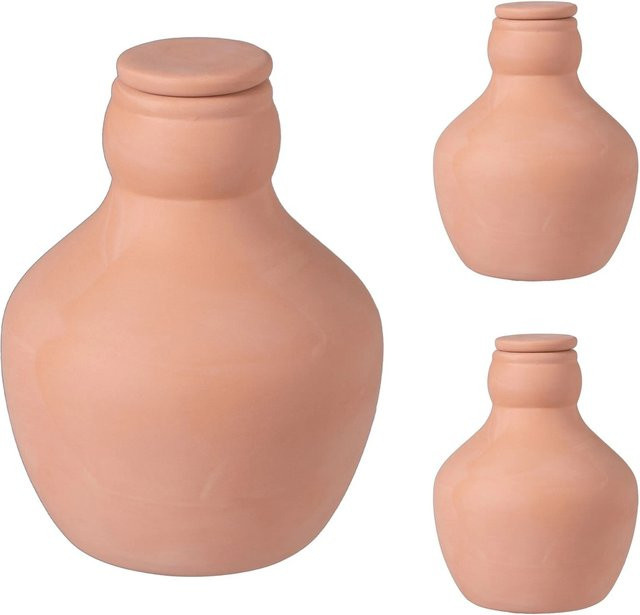 Relaxdays 3er Set Keramik Ollas aus Terrakotta in Braun zur wassersparenden Bewässerung für den Gemüsegarten und Ziergarten, Volumen: 0,32 l pro Stück, Höhe: 14 cm, Breite: 11 cm - Bild 1